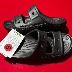 CROCS Black Sandals with Adjustable Straps and Textured Sole